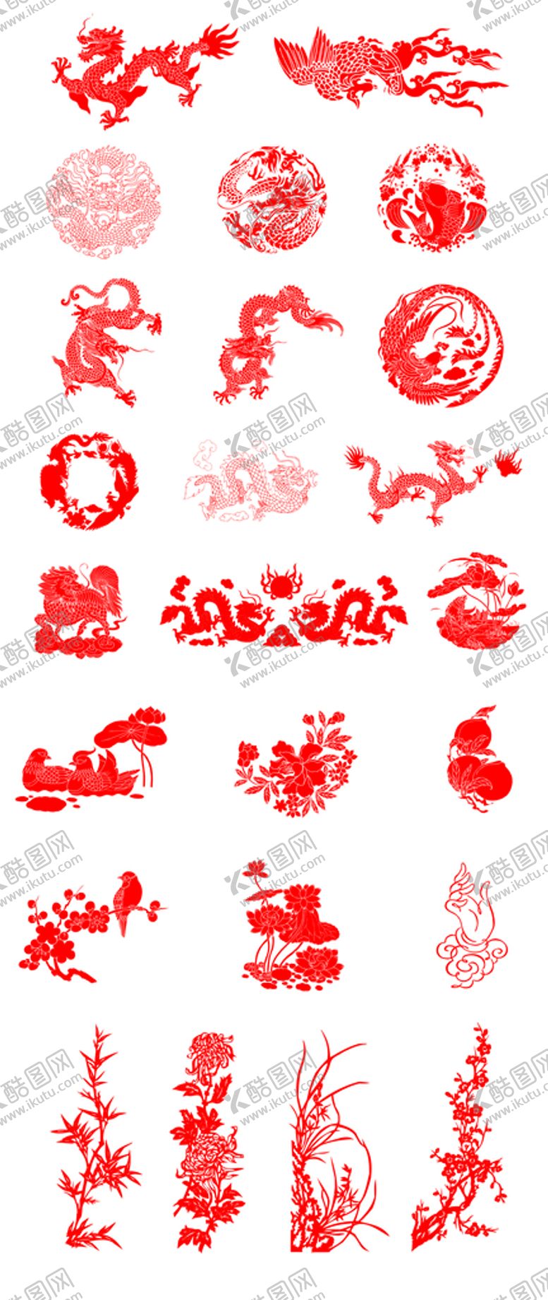 编号：74583910152006429291【酷图网】源文件下载-龙凤呈祥传统图案矢量