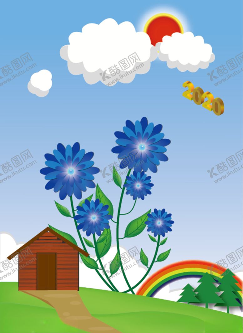 编号：46691909221113093319【酷图网】源文件下载-蓝花朵矢量图