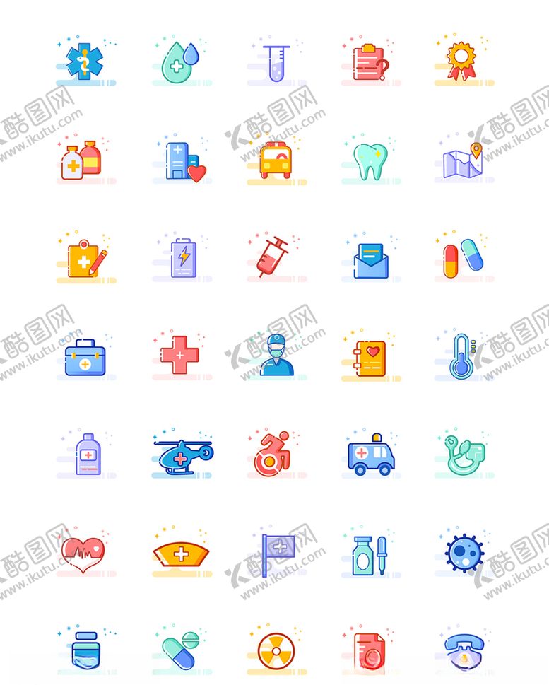 编号：77051707090809309357【酷图网】源文件下载-多色医疗相关图标