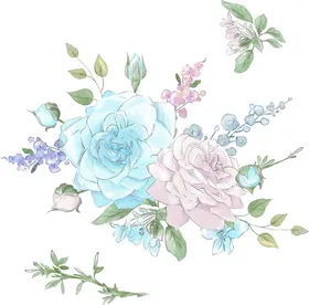 水彩花卉玫瑰清新复古手绘