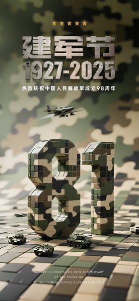 迷彩八一建军节海报