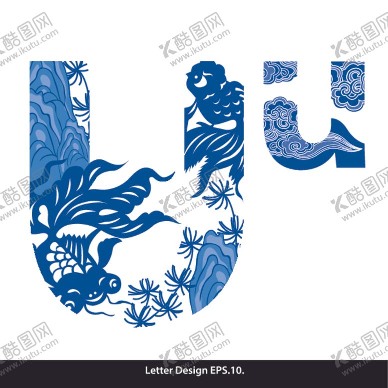 编号：59414309271055228170【酷图网】源文件下载-创意青花瓷英文字母