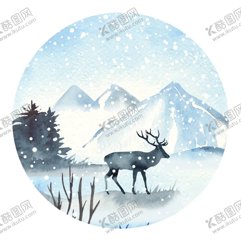 编号：95142509100004368953【酷图网】源文件下载-山村雪景水彩画