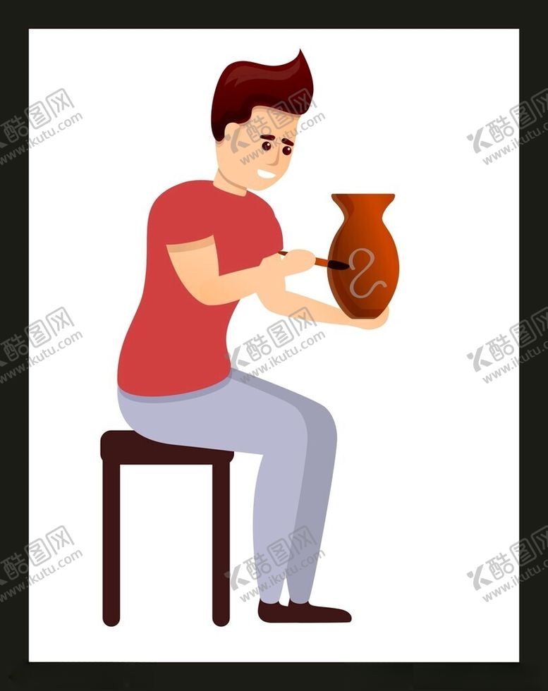 手绘男人男孩动画卡通