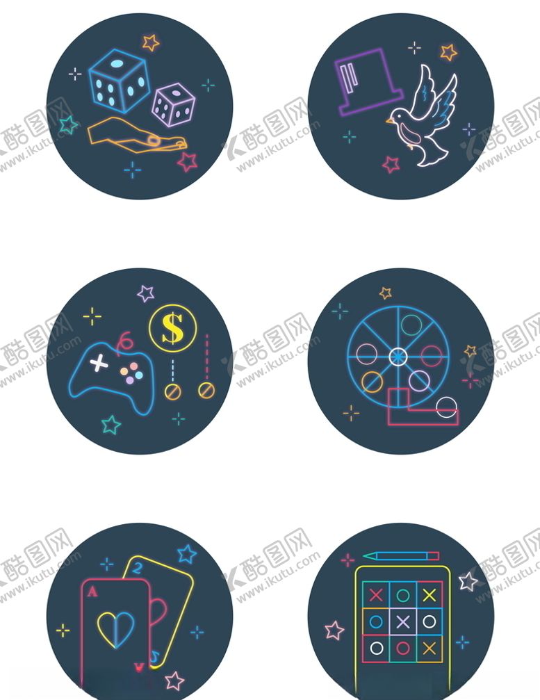 编号：14613009101207518522【酷图网】源文件下载-卡通手绘线条霓虹灯娱乐中奖喜剧