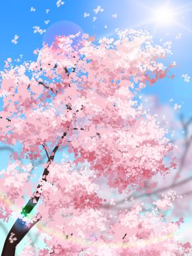 樱花瓣手绘春天
