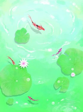 手绘荷花插画