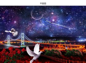 美丽星空彩虹桥图片