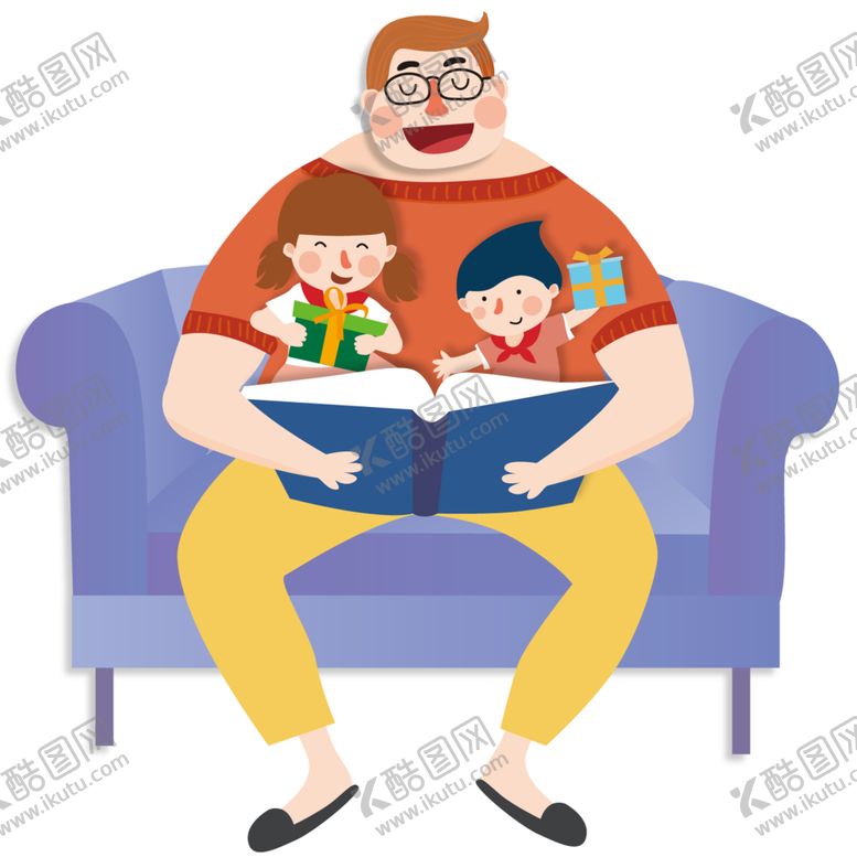 编号：14340909140639089862【酷图网】源文件下载-父亲节亲子插画png素材