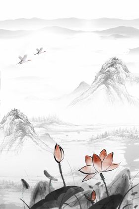 水墨背景山画山装饰画山图