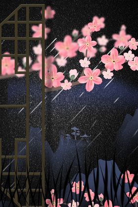 手绘松树素材中国风插画中国风装饰画