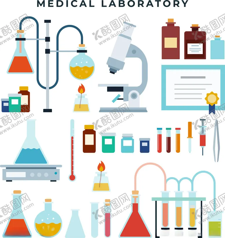 编号：39864011181734315917【酷图网】源文件下载-医学实验室元素图标集合