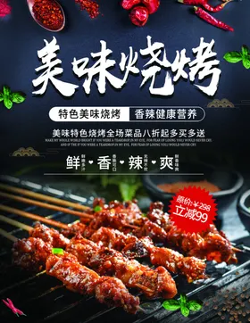 烧烤新疆肉店墙画肉串传统