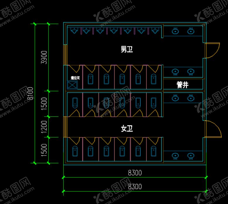 编号：35460301252141151328【酷图网】源文件下载-卫生间平面方案设计模板