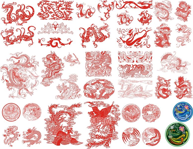 编号：26359709181739294169【酷图网】源文件下载-传统龙凤图案