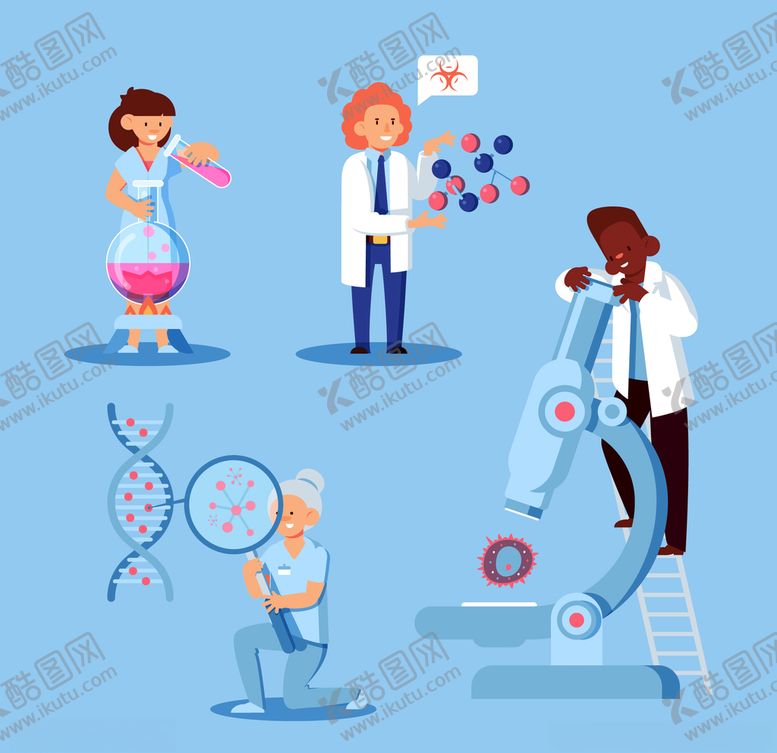 编号：13001810300610332802【酷图网】源文件下载-矢量卡通科学实验人物
