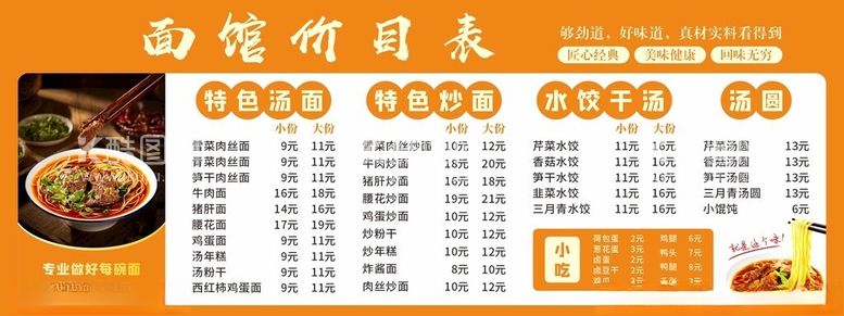 编号：53028012230959567320【酷图网】源文件下载-面馆价目表