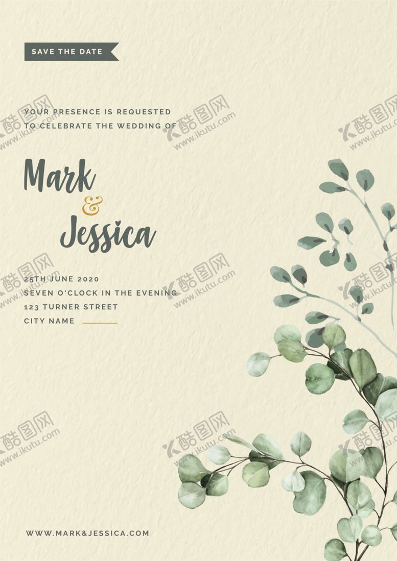 编号：38506109241443029475【酷图网】源文件下载-文艺小清新婚礼邀请卡