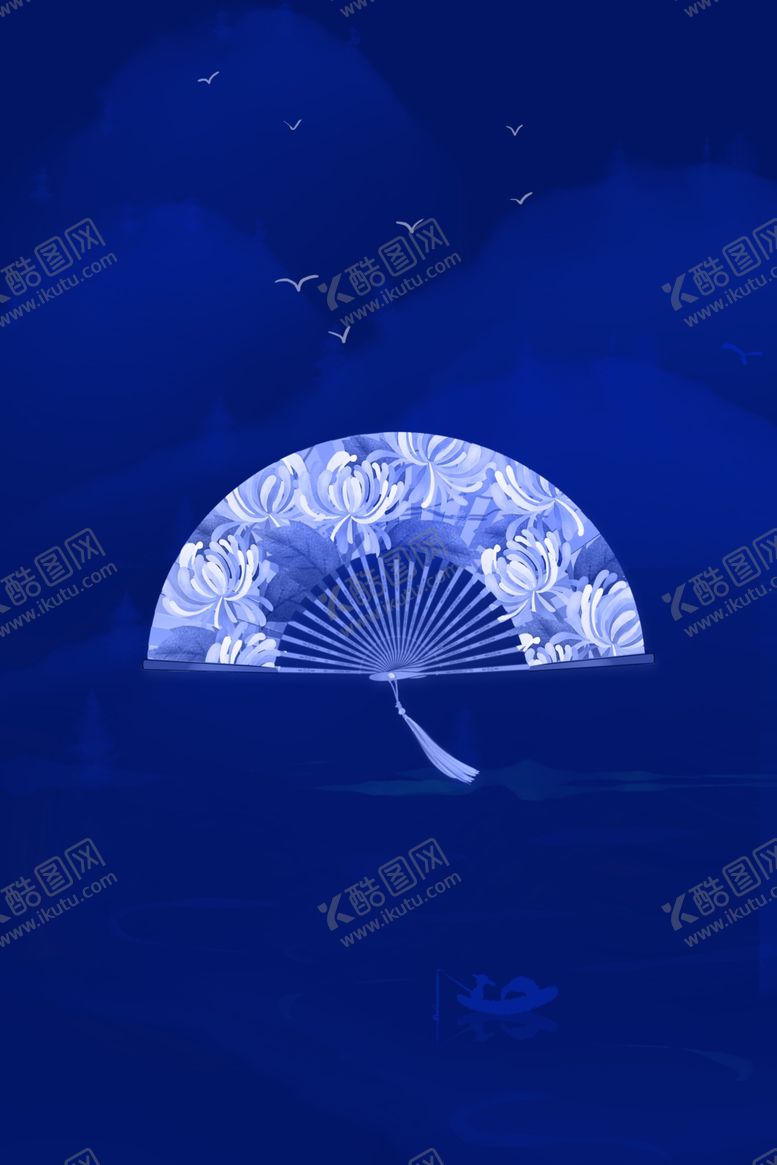 编号：32188205101910327011【酷图网】源文件下载-中国风青花瓷折扇
