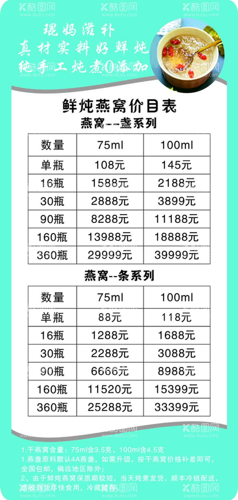 编号：64619410201734596675【酷图网】源文件下载-燕窝价目表