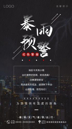 暴雨提醒 大雨提示 雷电预警