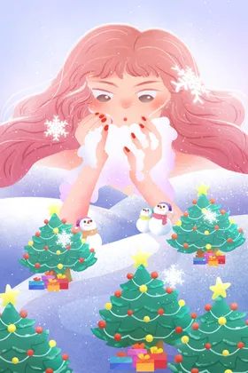 圣诞插画袜元素树老人