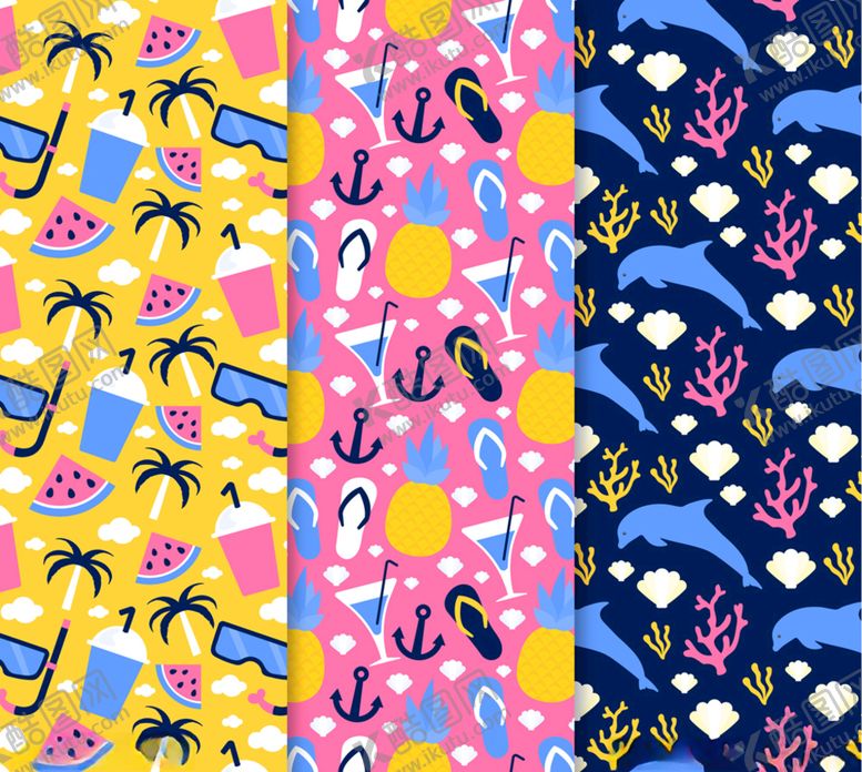 编号：65388509282104361540【酷图网】源文件下载-3款彩色夏季度假元素