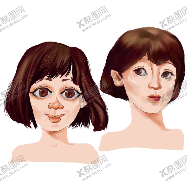 编号：68826907030245451370【酷图网】源文件下载-手绘姐妹花