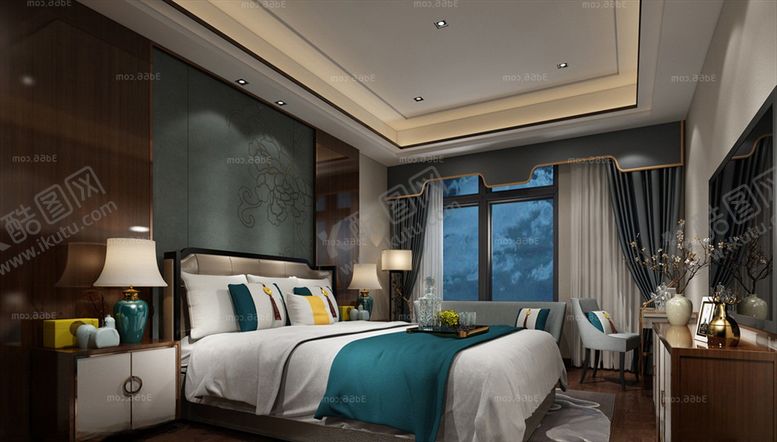 编号：73145510170615232453【酷图网】源文件下载-新中式卧室