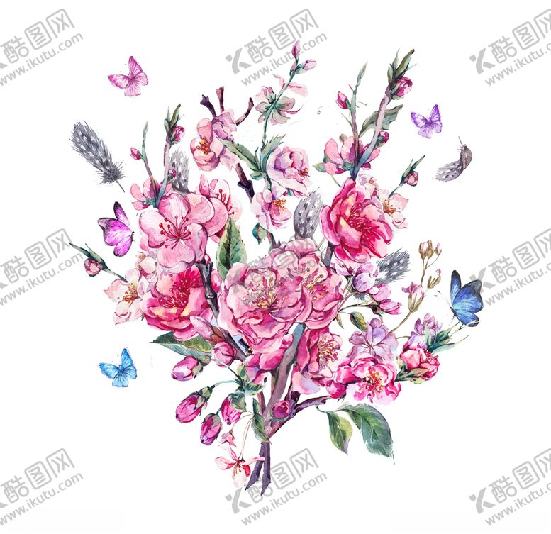 编号：38680805042212164699【酷图网】源文件下载-手绘水彩花朵花束png素材