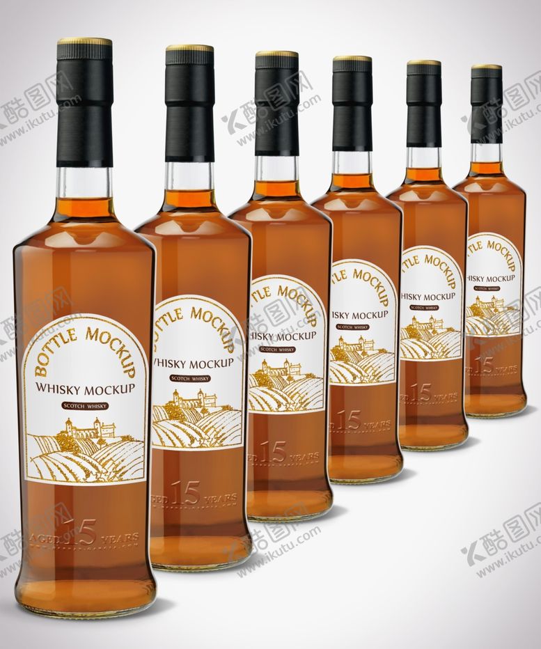 编号：18773611011901034254【酷图网】源文件下载-玻璃瓶洋酒包装样机