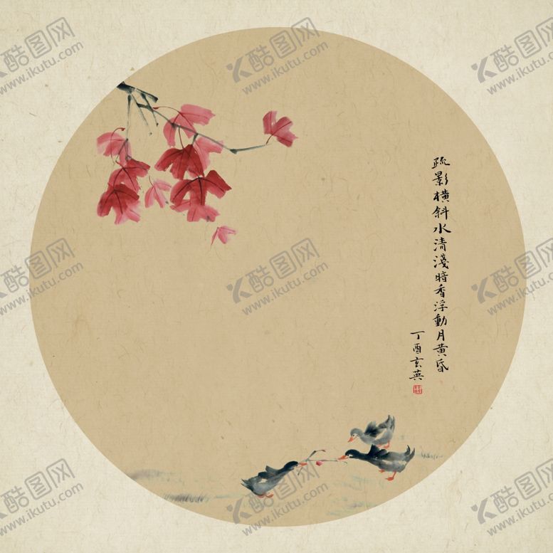 编号：58166404180226096227【酷图网】源文件下载-中国风水墨山水怀旧工笔梅花