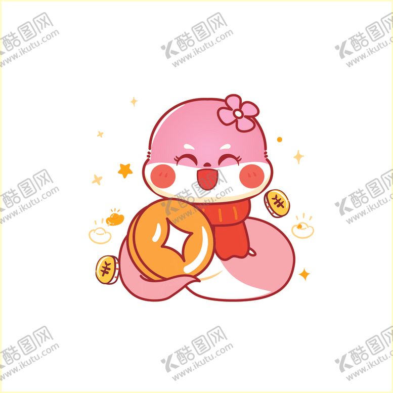 编号：77060501252134279849【酷图网】源文件下载-蛇年卡通插画图片素材设计钱