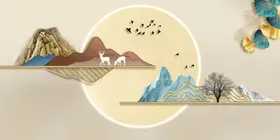 中式山水装饰画艺术展示