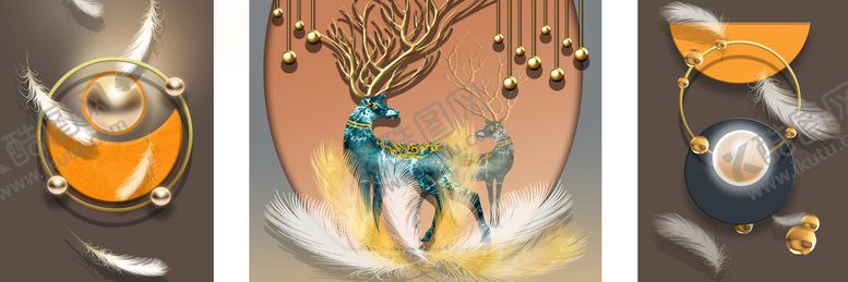 编号：87142509262151202658【酷图网】源文件下载-麋鹿装饰画