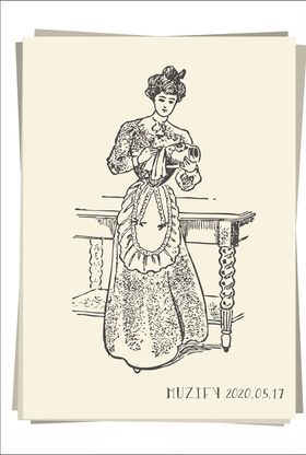 清理花瓶的女子人物肖像画