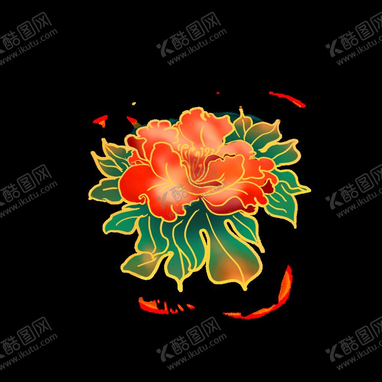 编号：86371409122032592349【酷图网】源文件下载-手绘国潮鲜花
