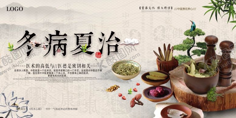 编号：60462707072209525867【酷图网】源文件下载-简约中国风中医展板冬病夏治展板
