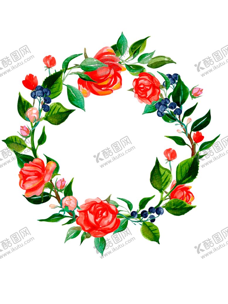 编号：71706510081754318279【酷图网】源文件下载-小清新水彩花圈绘画