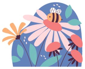 蜜蜂采蜜于多彩花丛中