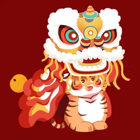 卡通虎素材红包年福袋