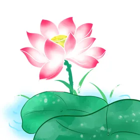 荷花元素朵叶水墨