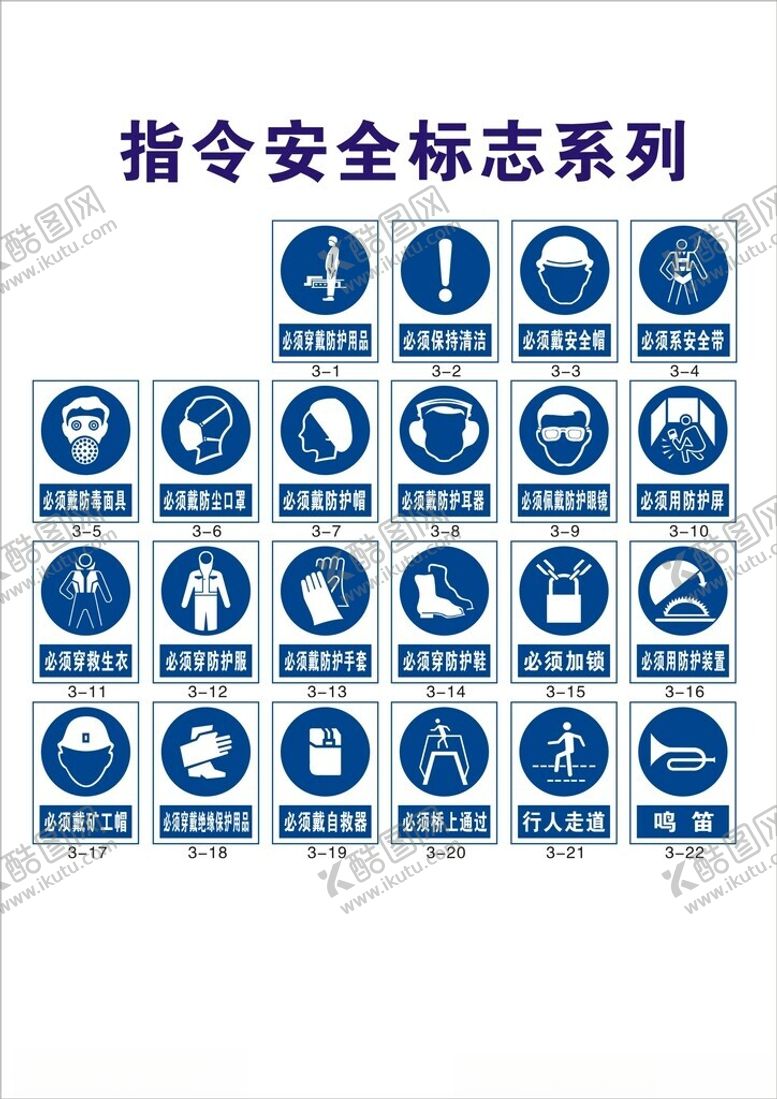编号：29709304021739334042【酷图网】源文件下载-指令安全标志系列图标展示