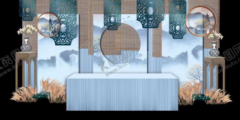 编号：53781110051854175709【酷图网】源文件下载-水墨新中国风婚礼设计背景