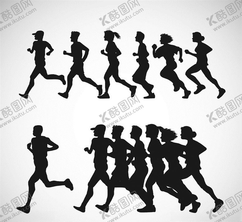 编号：44809509180855229325【酷图网】源文件下载-跑步人群剪影矢量素材