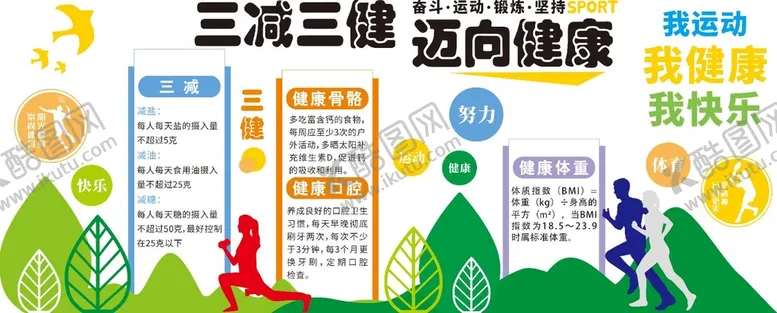 编号：67429810081757521792【酷图网】源文件下载-三减三健文化墙