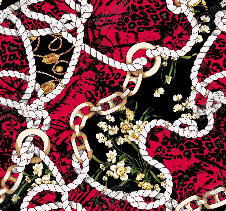 编号：12536410301052032931【酷图网】源文件下载-链条豹纹设计大牌图案