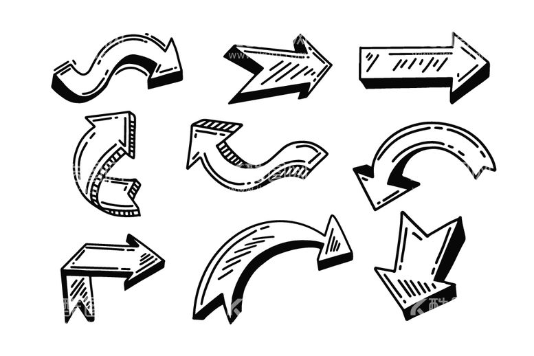 编号：56868212130753233836【酷图网】源文件下载-手绘箭头方向