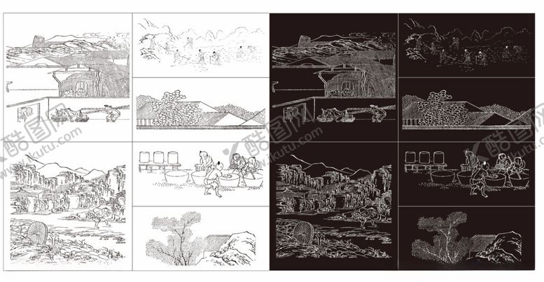 编号：15238302170306197994【酷图网】源文件下载-农耕农作线稿