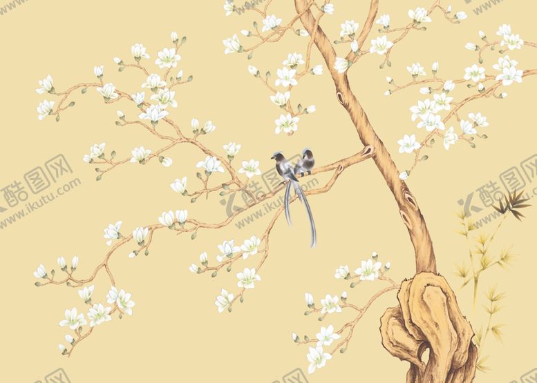 编号：87717204220031197240【酷图网】源文件下载-枝头双鹊图